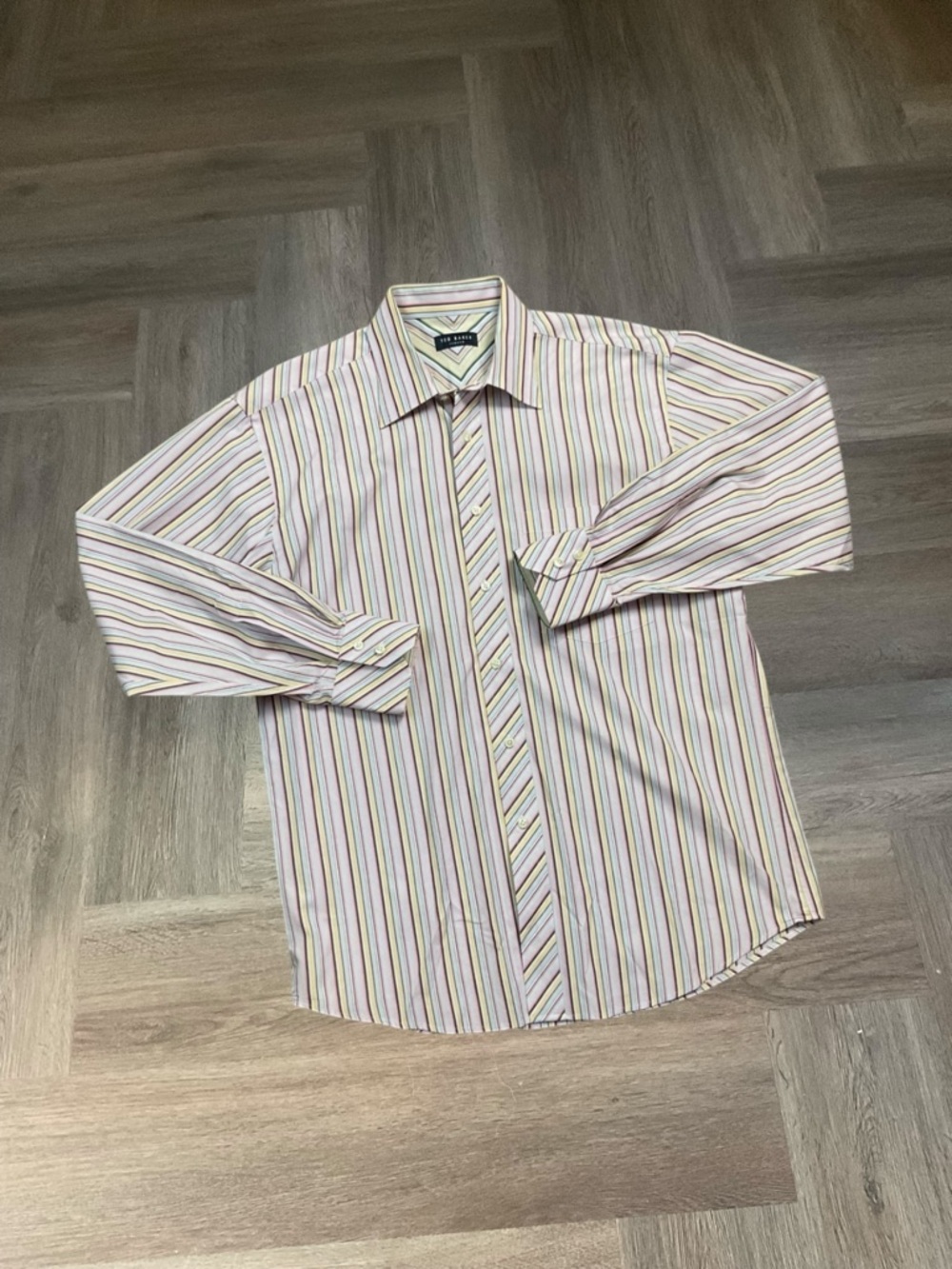 Ted Baker London Classic Preppy Button Down Stripe Shirt Mens Medium Multicolor